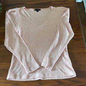 J Crew Size S Pink Ribbed V-Neck Style #AE250